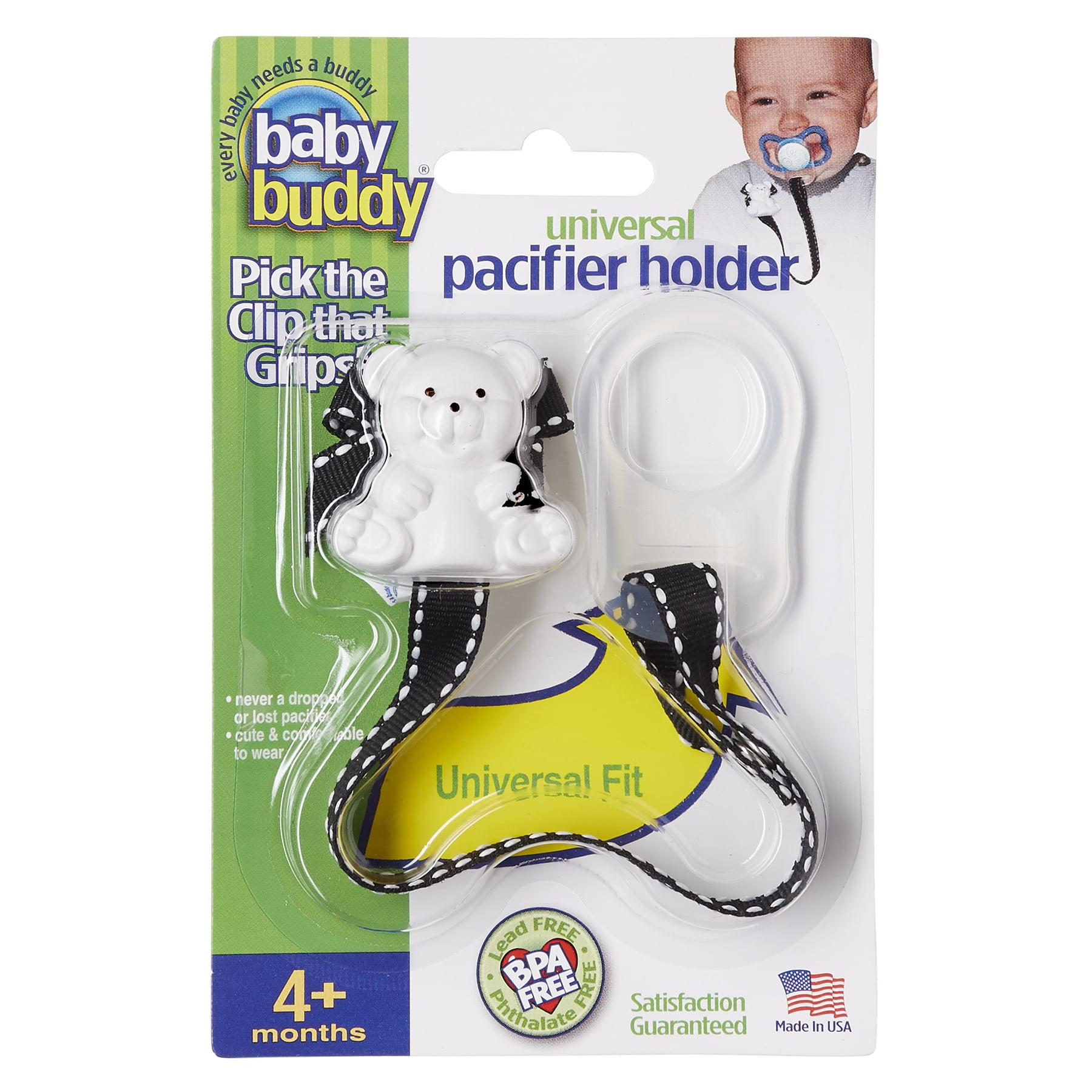 Baby Buddy Infant Pacifier Holder Clip with Silicone Ring, 4+ Months ...