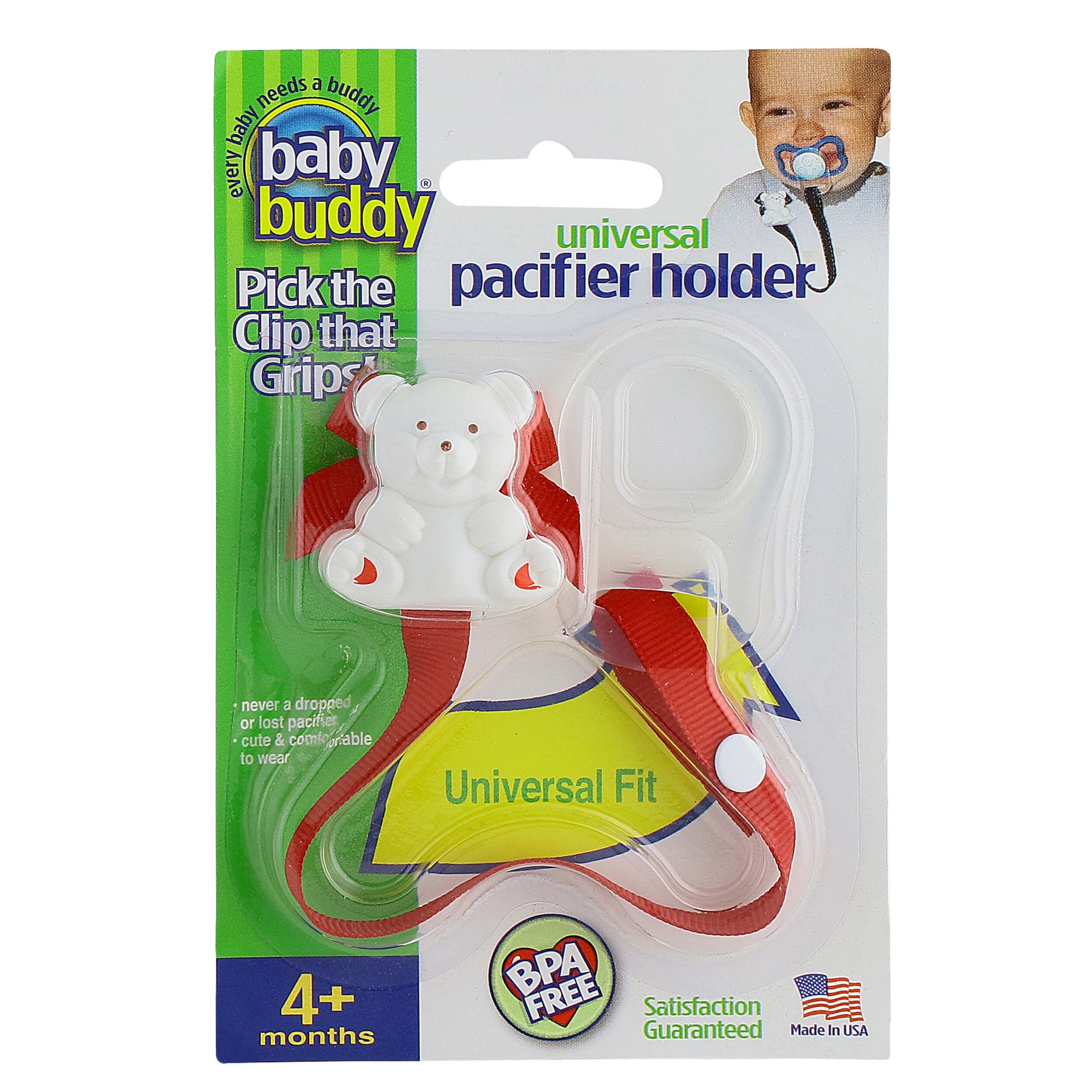 Baby Buddy Infant Pacifier Holder Clip with Universal Fit Silicone Ring ...