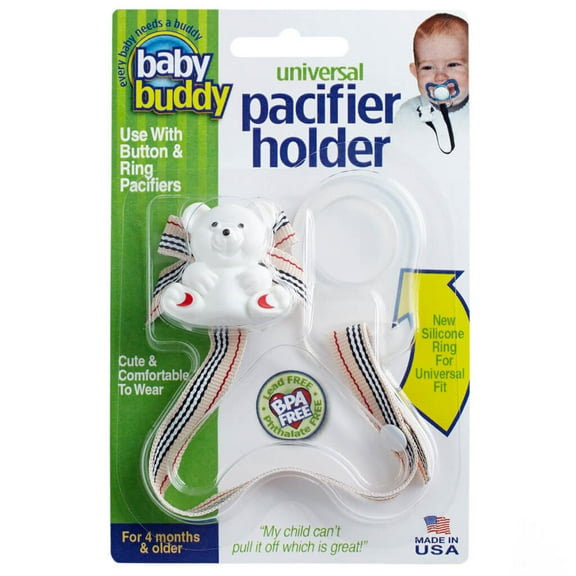 Baby Buddy Infant Pacifier Holder Clip with Universal Silicone Ring 4  Months, Kayla Blvd 1pk