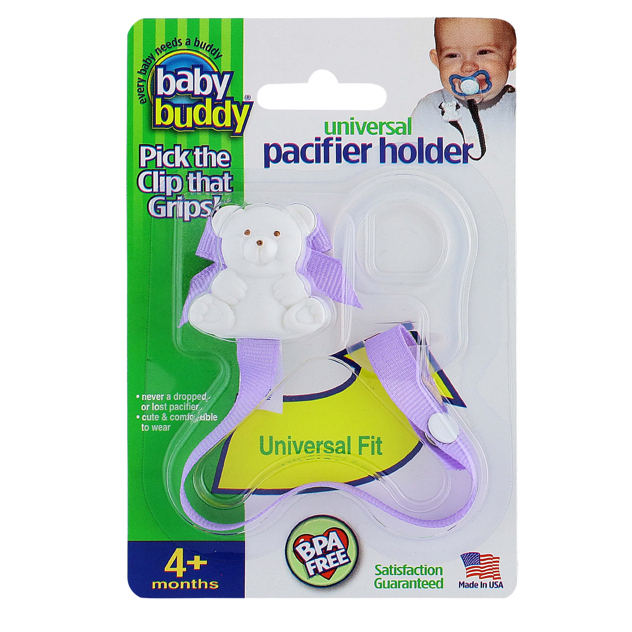 Baby Buddy Infant Pacifier Holder Clip with Universal Silicone Ring 4 ...