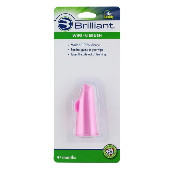 Baby Buddy Infant Soft Wipe N Brush Silicone Toothbrush, Use with Tooth Tissues, Pink 1ct