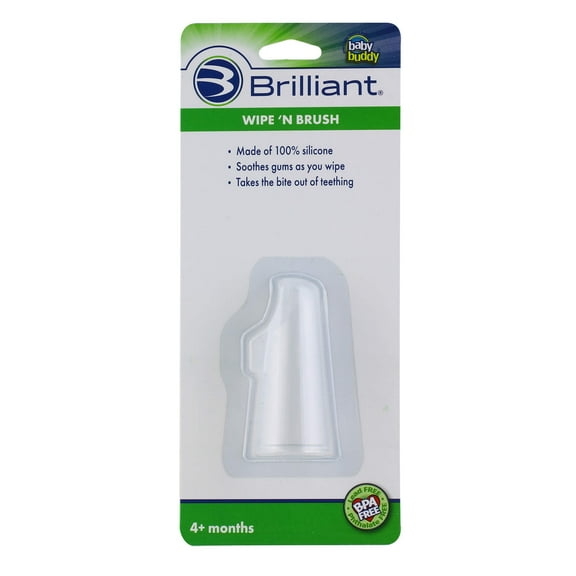 Baby Buddy Infant Wipe N Brush Soft Silicone Toothbrush & Dental Wipe, Clear, Pack of 1