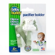 Baby Buddy Pacifier Holder Clip- Cute Fashionable Bear Clips onto Babys Shirt, Snaps to Paci, Teether, Toys, Sage, 1pk