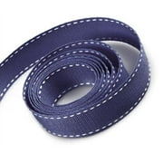 Baby Buddy Polypropylene Grosgrain Ribbon, 0.375in x 100 Yards, Navy with White Stitches