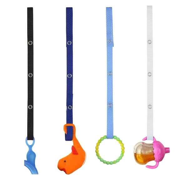 Baby Buddy Secure-A-Toy, Secures Toys, Pacifier to Stroller, Highchair, Navy-Royal-Blue-White 4pk