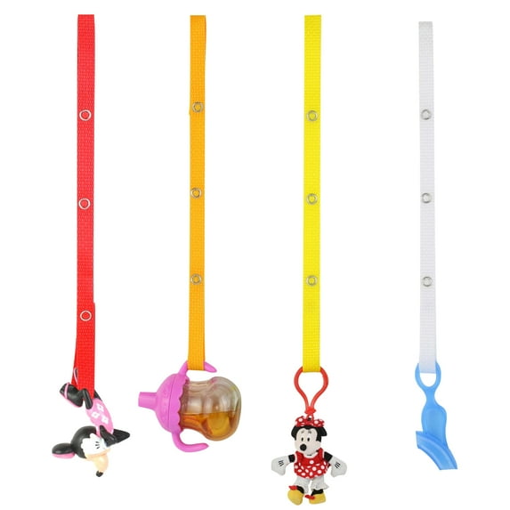 Baby Buddy Secure-A-Toy Secures Toys, Teether, or Pacifier to Stroller, Highchair, Car Seat, Orange-Gold-Yellow-White4pk