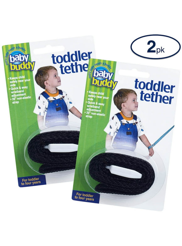 Baby Buddy Toddler Tether, Adjustable Safety Wrist Leash for Toddlers, Children, Kids, Keep Safely Nearby, Black 2 Count