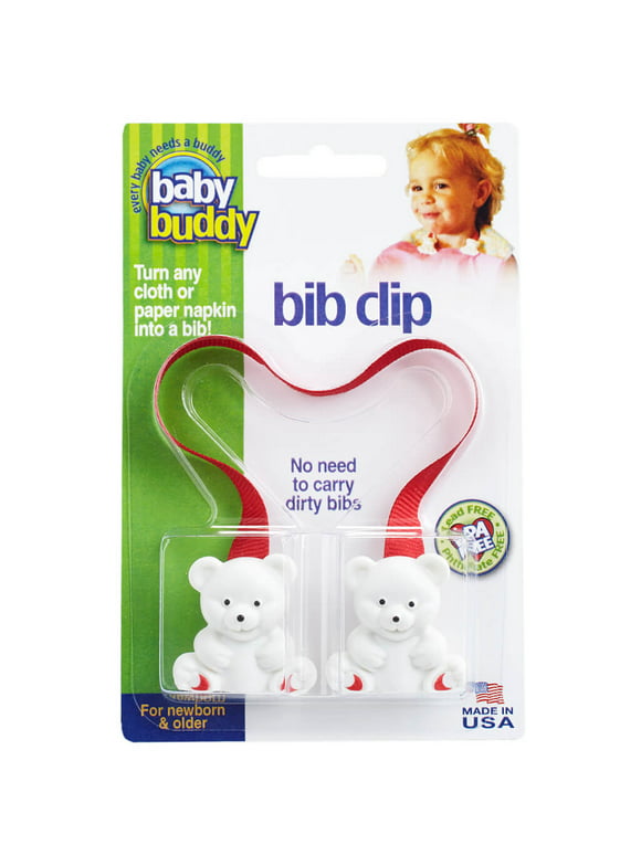 Baby Buddy Unisex Baby Bib Clip Turns any Cloth, Towel into Bibs Good for Travel, Red, Pack of 1