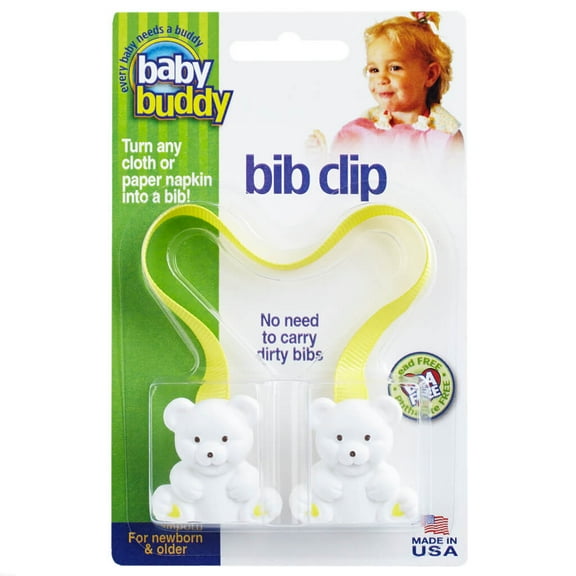 Baby Buddy Unisex Infant Bib Clip Turns Any Cloth, Towel into Instant Bibs, Yellow Pack of 1