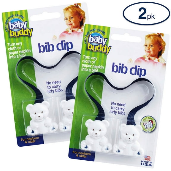 Baby Buddy Unisex Toddler Bib Clip - Turns Towels or Napkins into Instant Bibs, Navy, 2pk
