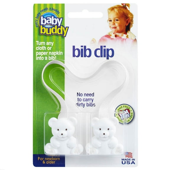 Baby Buddy Unisex Toddler Bib Clip - Turns Towels or Napkins into Instant Bibs, White, 1pk