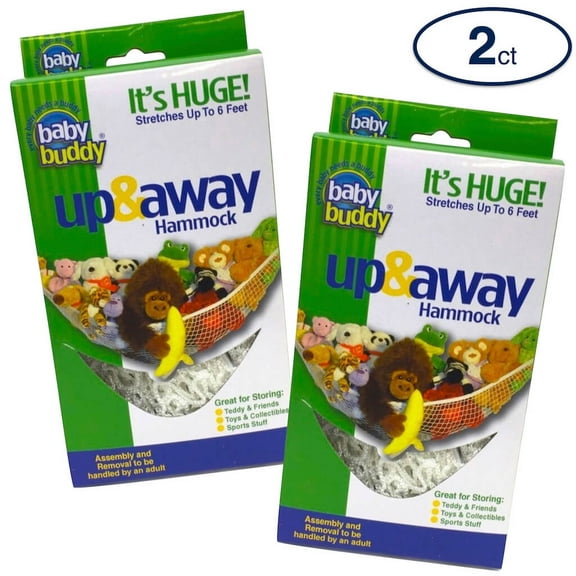 Baby Buddy Up and Away Kids Stuffed Animal Toy Hanging Net Hammock Storage Organizer, Organize Kids Toys and Gear, White, 2 Pack