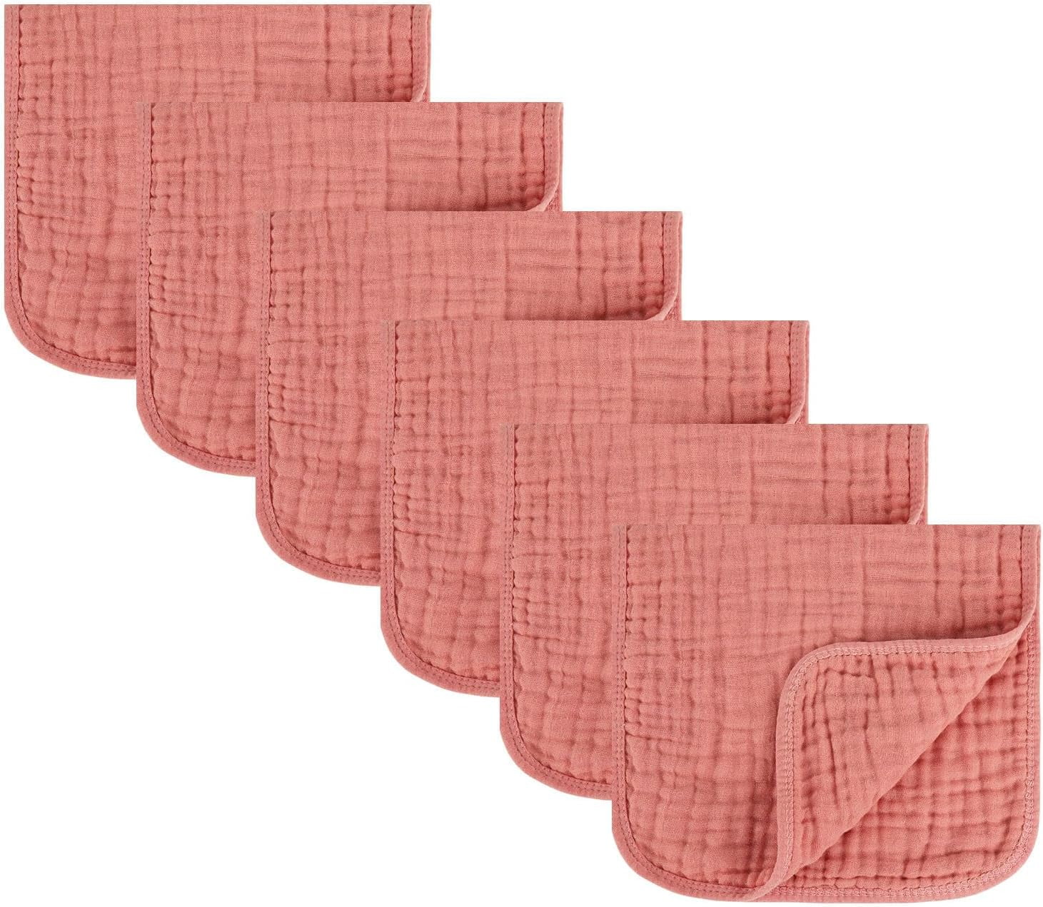 Baby Burp Cloth 100% Cotton Newborn Cotton Muslin Burp Cloth 10x20 inches (Pink 6 Pieces)