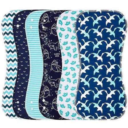 Baby Burp Cloths & Baby Bibs 2-in-1 Design Large Size 3 Layers Thicken 100% Cotton Super Absorbent and Soft Baby Spit Up Burping Rags Baby Burp Cloth Set for Boys 6 Pack