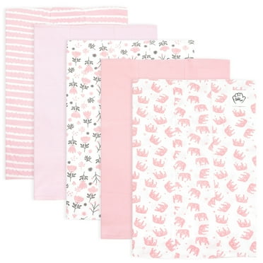 Baby Burp Cloths for Boys and Girls - 5 Pack Large 100% Cotton - Double Layered Extra Absorbent Burp Rags