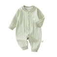 thumbnail image 1 of Baby Button Down Bodysuit Spring Fashion 2025 Cozy Cotton Unisex Onesies Long Sleeve Romper Jumpsuit, Green, 0 Months, 1 of 7