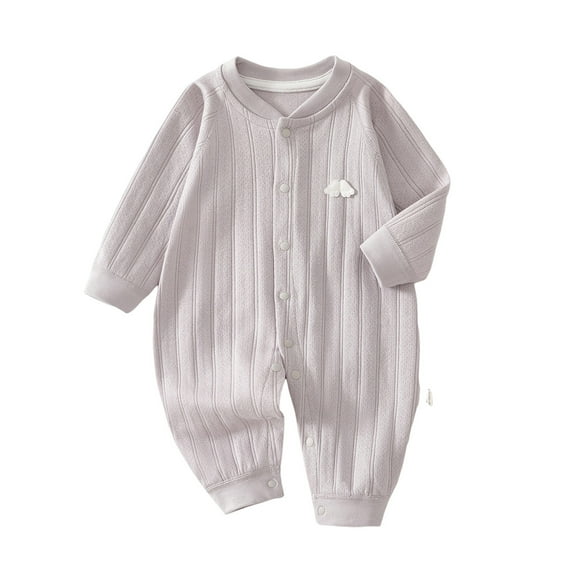 Baby Button Down Bodysuit Spring Fashion 2025 Cozy Cotton Unisex Onesies Long Sleeve Romper Jumpsuit, Purple, 9 Months