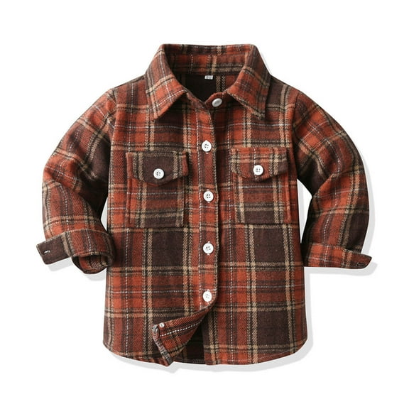 Baby Button down Shirts for Boys Plaid Collared Boys Long Sleeve Shirts Lightweight Boys Fall Jacket Shirts for Boys Size 6-12 Months