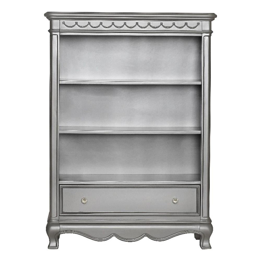 Adelina Metallic Gray 3-Shelf Traditional Wood Bookcase