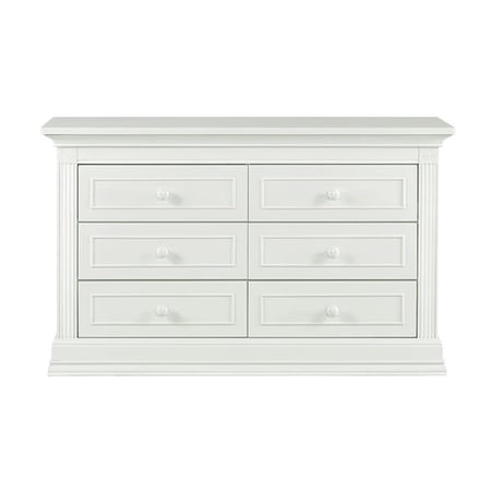 Baby Cache Montana 6-Drawer Traditional Wood Dresser in Glazed White