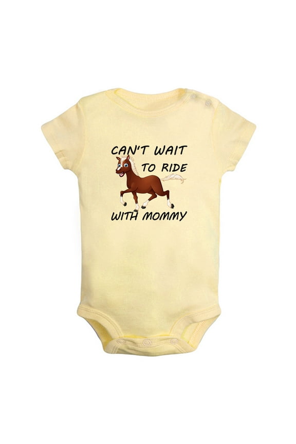 Baby Can't Wait to Ride Horses With Mommy Funny Rompers Newborn Baby Bodysuits Infant Jumpsuits Kids Cotton Graphic One-Piece Outfits