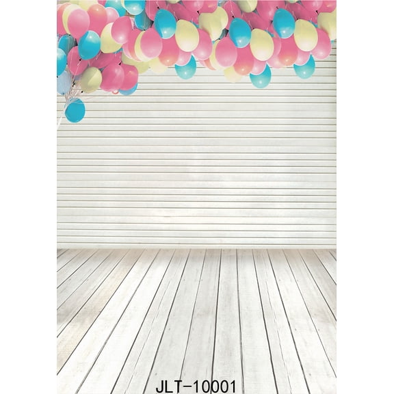 Baby Candy Bar Photography Backdrops Colored Balloons White Wooden Floor Birthday Party Vinyl Backgrounds for Photography Studio