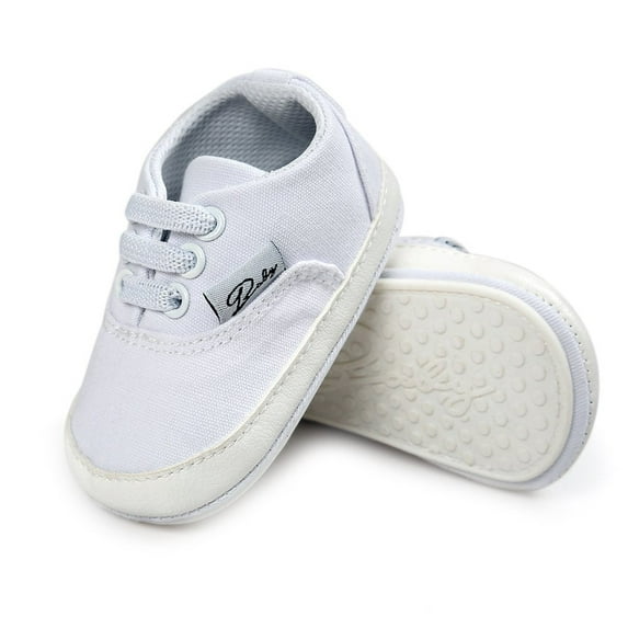 Baby Canvas Shoes Infant Girls Boys Sneakers Toddler First Walkers Slip On Newborn Crib Shoes(12-18 Months,White)
