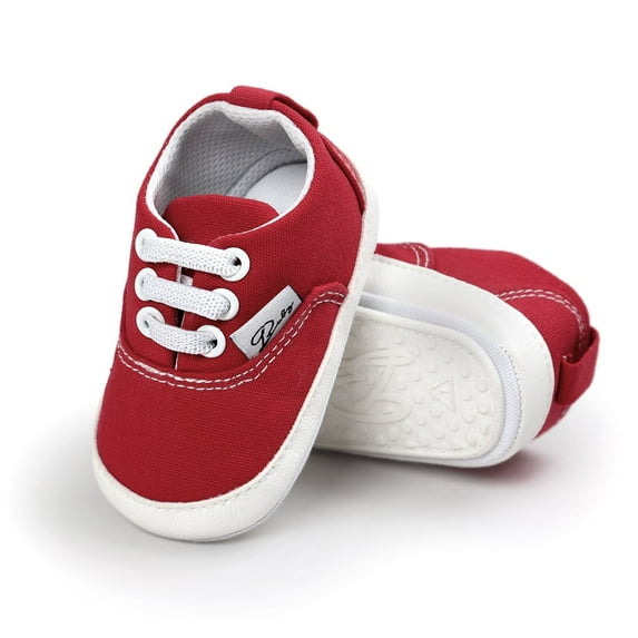 Baby Canvas Shoes Infant Girls Boys Sneakers Toddler First Walkers Slip On Newborn Crib Shoes(Red,6-12 Months)
