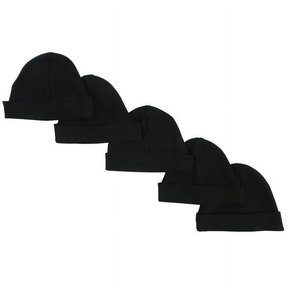 Baby Cap, Black - Pack of 5