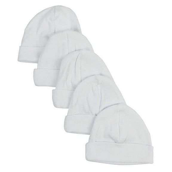 Baby Cap, White - Pack of 5
