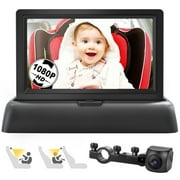 Baby Car Camera, 4.3 inch HD Display Baby Car Mirror with Wide Clear View, Baby Car Seat Mirror Camera, Black