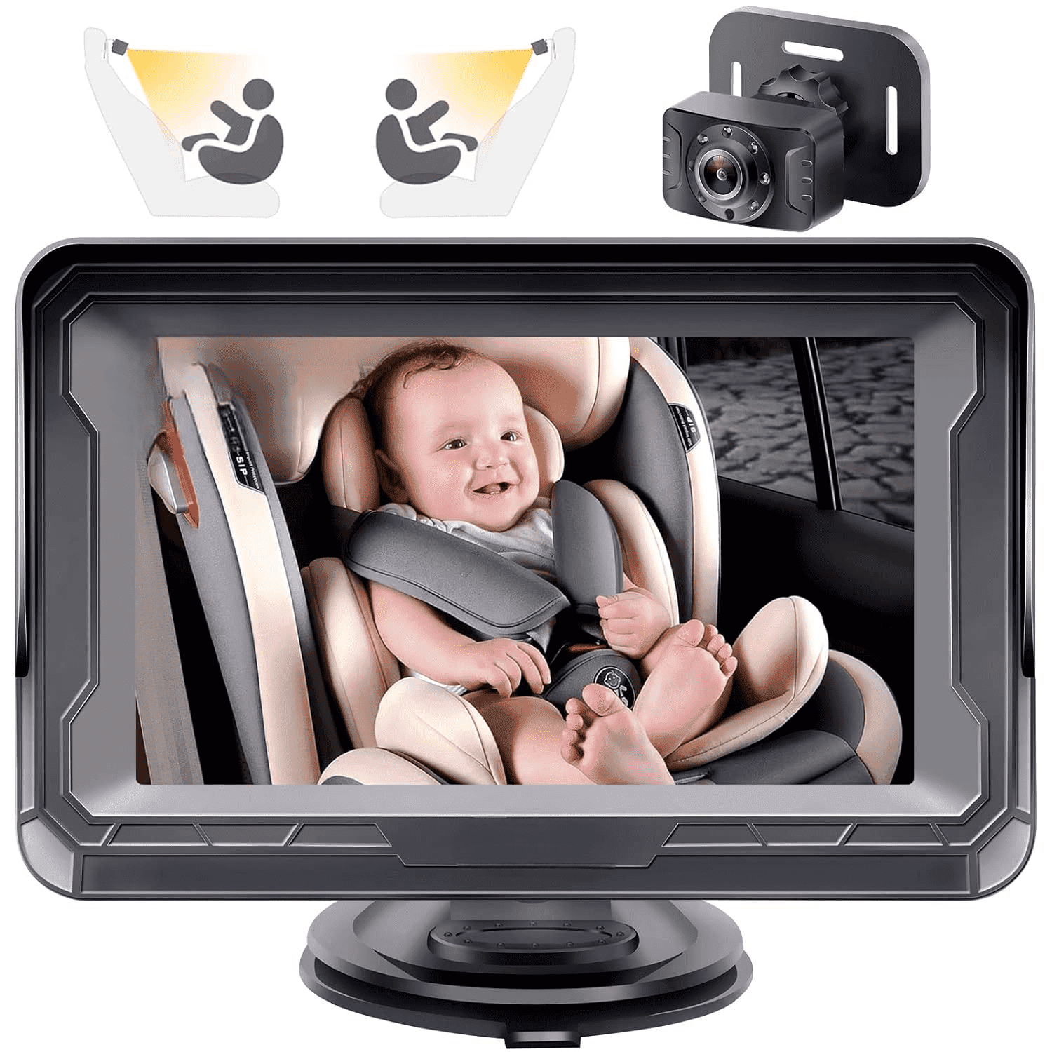 Baby Car Camera  - Rear-Mounted Car Baby Monitor with Night Vision, Adjustable Viewing Angle, Easy Setup, Anti-Glare Display, Child and Baby Safety