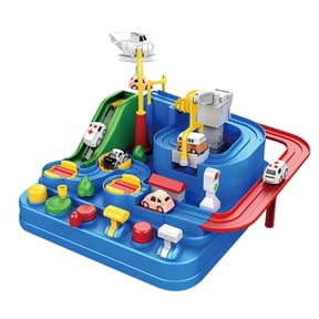 Baby Car Game, Manual Rail Train Track Toys, Educational Toys for Toddlers with Interactive Buttons, Hand-Eye Coordination Development, Parent-Child Interaction, Colorful Plastic Material