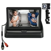 Baby Car Mirror,4.3" HD Night Vision Safety Car Seat Mirror for Rear Facing,1080P Camera Mirror with Wide Clear View,Shatterproof & Easy Assembled Crash Tested