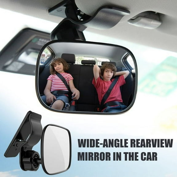 Baby Car Mirror, Car Seat Mirror for Rear Facing, Shatterproof, Large Safty Crash Tested Clear Wide View, Black