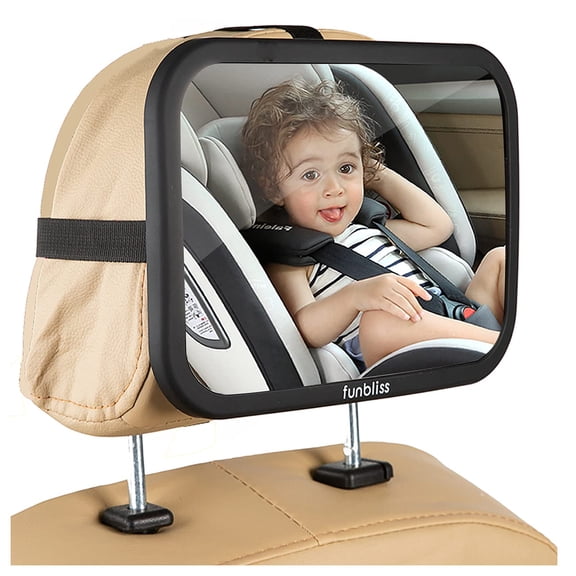 Baby Car Mirror Most Stable Backseat Mirror with Premium Matte Finish,Ultra High Definition PMMA Material, Secure and Shatterproof,Black