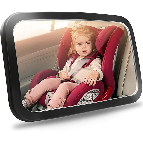 Baby Car Mirror, Safety Car Seat Mirror for Rear Facing Infant with Wide Crystal Clear View, Shatterproof, 360 Rotation, Crash Tested and CertifiedBlack,1 PC