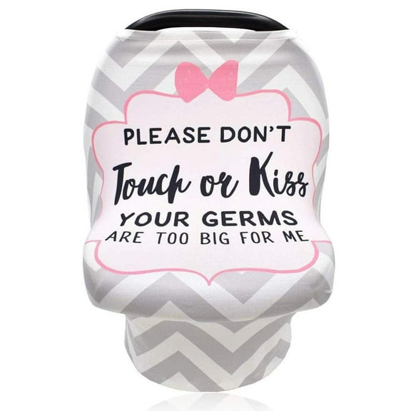Baby Car Seat Cover for Boys Girls, No Touching Sign Flower Stroller Cover for Newborn, Multiuse Nursing Cover, Infant Carrier Cover, Breastfeeding Scarf Newborn, Ultra-Soft Breathable