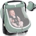 thumbnail image 1 of Baby Car Seat Cover, Caveen Muslin Infant Carseat Canopy, with Breathable Mesh Window, Universal Fit Most Car Seats, Green, 1 of 8