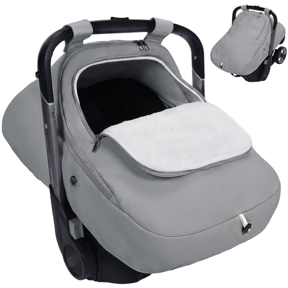 Baby Car Seat Cover, Caveen Windproof Car Seat Canopy for Winter, Grey