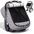 thumbnail image 1 of Baby Car Seat Cover, Caveen Infant Carseat Canopy, Warm Plush Minky Dots Shield Covers, with Breathable Mesh Window, Enlarge Space, Grey, 1 of 7
