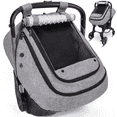 thumbnail image 1 of Baby Car Seat Cover, Caveen Infant Carseat Canopy, Warm Plush Minky Dots Shield Covers, with Breathable Mesh Window, Enlarge Space, Grey, 1 of 8