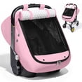 thumbnail image 1 of Baby Car Seat Cover, Caveen Infant Carseat Canopy, Warm Plush Minky Dots Shield Covers, with Breathable Mesh Window, Enlarge Space, Pink, 1 of 6