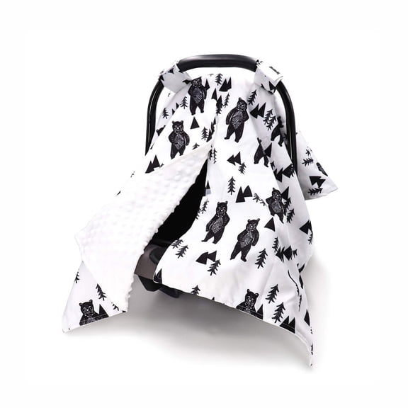 Baby Car Seat Cover,Peekaboo Opening Car Seat Canopy for Baby Girls Boys, Mom Nursing Breastfeeding Covers, Blanket For Infant, Pink Flowers Forest Animals