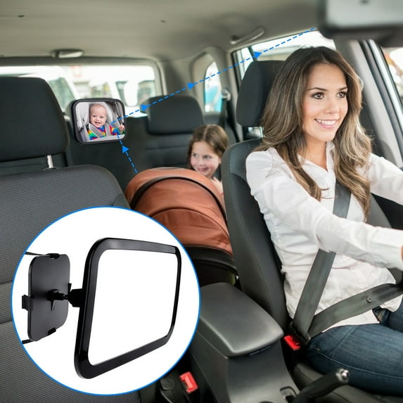 Baby Car Seat Mirror Wide Angle under $5! Kadlawus babyCar Inside Mirror, Large Wide View Rear Back Safe Mirror for Infant, Shatterproof Acrylic Car Seat Mirror