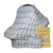 Baby Car Seat & Nursing Cover & Drawstring Carry Bag in Gray Feather Design Shower Gift Breathable Stretchy Universal 4 in 1 Multi-Use Infant Carseat Canopy Covers Shopping Cart High Chair Stroller