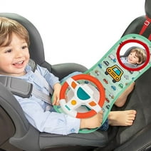 Baby Car Seat Toy with Mirror Car Toy Steering Wheel with Music Light and Driving Sound