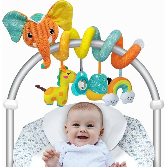 Spiral Car Seat Activity Toy for Babies 312 Months, Sensory Stroller