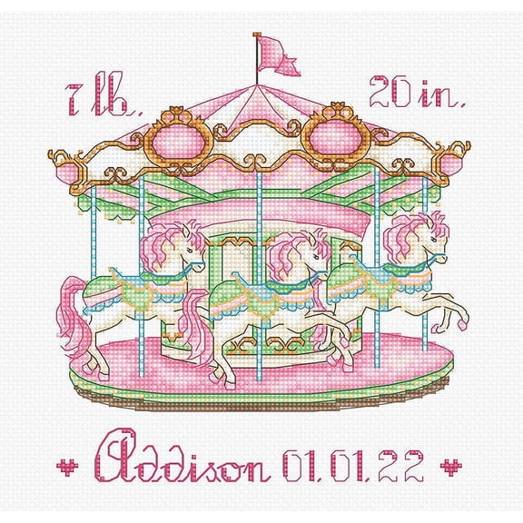 Wizardi Counted Cross Stitch Kit LetiStitch Baby Carousel L8046