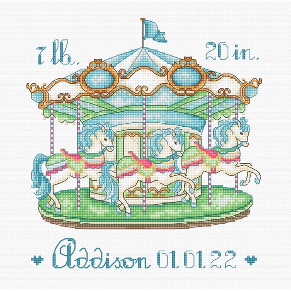 Wizardi Counted Cross Stitch Kit LetiStitch Baby Carousel L8047